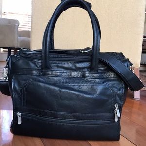 Piel Black Leather Travel Bag